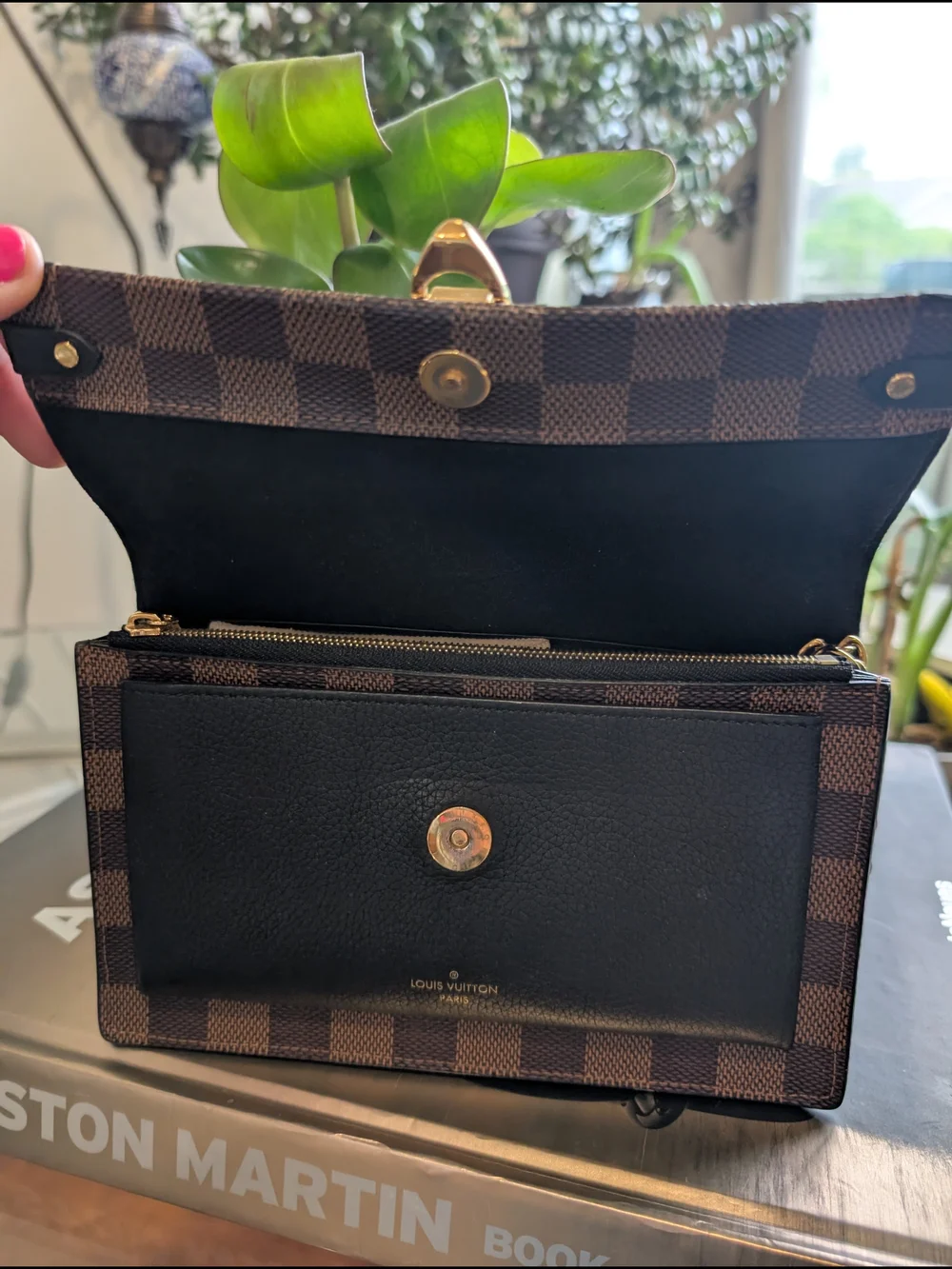 Louis Vuitton Brown Damier Ebène and Black Envelope Crossbody with Gold Hardware - Picture 13 of 16